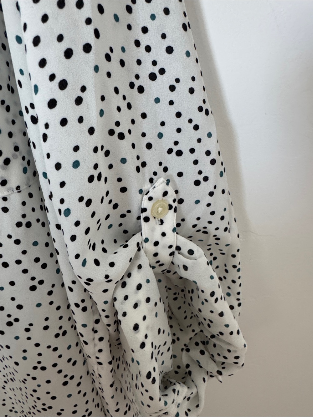 NWT LOFT White Black Polka Dot Career Office Utility Button Front Blouse XL - Picture 5 of 12